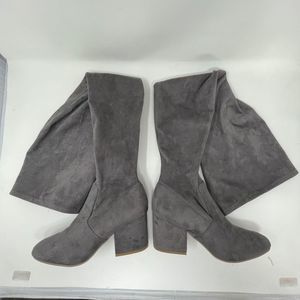 Steve Madden Loyal Women's Over the Knee Boots Block Heels Suede Grey Size 8M